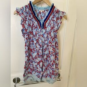 Poupette St Barths Kids Sasha Dress, Blue Floral, Sz XL